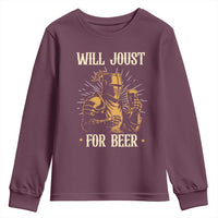 Funny Medieval Knight Drinking Festival Humor Youth Sweatshirt Will Joust For Beer Renaissance Faire