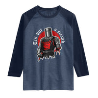 Funny One Arm Knight Medieval Raglan Shirt Tis But A Scratch Classic Dark Humor Parody