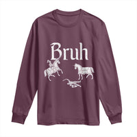 Funny Bruh Medieval Jousting Fallen Knight Graphic Long Sleeve Shirt Sarcastic Renaissance Faire Meme