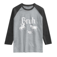 Funny Bruh Medieval Jousting Fallen Knight Graphic Raglan Shirt Sarcastic Renaissance Faire Meme