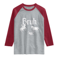 Funny Bruh Medieval Jousting Fallen Knight Graphic Raglan Shirt Sarcastic Renaissance Faire Meme