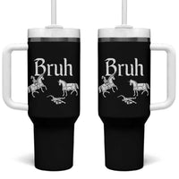 Funny Bruh Medieval Jousting Fallen Knight Graphic Tumbler With Handle Sarcastic Renaissance Faire Meme