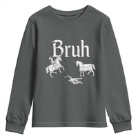 Funny Bruh Medieval Jousting Fallen Knight Graphic Youth Sweatshirt Sarcastic Renaissance Faire Meme