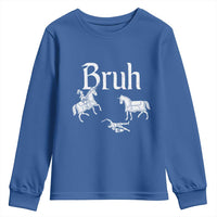 Funny Bruh Medieval Jousting Fallen Knight Graphic Youth Sweatshirt Sarcastic Renaissance Faire Meme