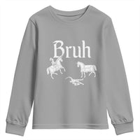 Funny Bruh Medieval Jousting Fallen Knight Graphic Youth Sweatshirt Sarcastic Renaissance Faire Meme