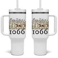 Funny Medieval Humor Battle of Hastings Tumbler With Handle Party Like Its 1066 Historic Bayeux Tapestry Graphic