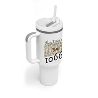 Funny Medieval Humor Battle of Hastings Tumbler With Handle Party Like Its 1066 Historic Bayeux Tapestry Graphic