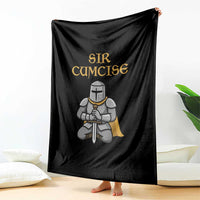 Funny Sir Cumcise Kneeling Knight Graphic Throw Blanket Sarcastic Wordplay Medieval Dark Adult Humor
