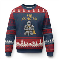 Funny Sir Cumcise Kneeling Knight Graphic Ugly Christmas Sweater Sarcastic Wordplay Medieval Dark Adult Humor