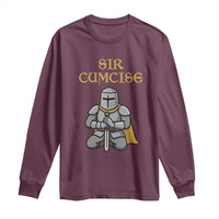 Funny Sir Cumcise Kneeling Knight Graphic Long Sleeve Shirt Sarcastic Wordplay Medieval Dark Adult Humor