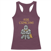 Funny Sir Cumcise Kneeling Knight Graphic Racerback Tank Top Sarcastic Wordplay Medieval Dark Adult Humor