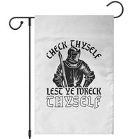 Funny Medieval Hip Hop Old English Parody Garden Flag Check Thyself Lest Ye Wreck Thyself