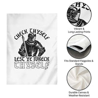 Funny Medieval Hip Hop Old English Parody Garden Flag Check Thyself Lest Ye Wreck Thyself