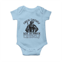 Funny Medieval Hip Hop Old English Parody Baby Onesie Check Thyself Lest Ye Wreck Thyself