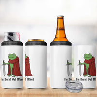 Funny Medieval Frog Knight Fantasy Sword Meme 4 in 1 Can Cooler Tumbler Im Burnt Out Mlord Fantasy Meme