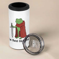 Funny Medieval Frog Knight Fantasy Sword Meme 4 in 1 Can Cooler Tumbler Im Burnt Out Mlord Fantasy Meme