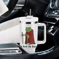 Funny Medieval Frog Knight Fantasy Sword Meme Tumbler With Handle Im Burnt Out Mlord Fantasy Meme