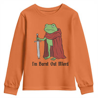 Funny Medieval Frog Knight Fantasy Sword Meme Youth Sweatshirt Im Burnt Out Mlord Fantasy Meme