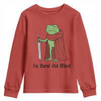 Funny Medieval Frog Knight Fantasy Sword Meme Youth Sweatshirt Im Burnt Out Mlord Fantasy Meme