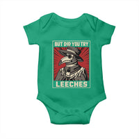 Funny Plague Doctor History Humor Baby Onesie But Did You Try Leeches Retro Woodcut Graphic