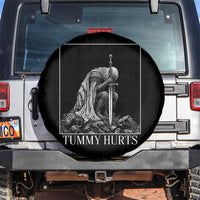 Dramatic Tummy Hurts Kneeling Knight Graphic Spare Tire Cover Funny Medieval Sarcastic Renaissance Fantasy Meme