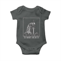 Dramatic Tummy Hurts Kneeling Knight Graphic Baby Onesie Funny Medieval Sarcastic Renaissance Fantasy Meme
