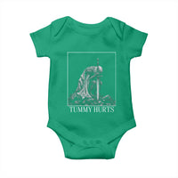 Dramatic Tummy Hurts Kneeling Knight Graphic Baby Onesie Funny Medieval Sarcastic Renaissance Fantasy Meme