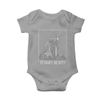 Dramatic Tummy Hurts Kneeling Knight Graphic Baby Onesie Funny Medieval Sarcastic Renaissance Fantasy Meme
