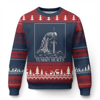 Dramatic Tummy Hurts Kneeling Knight Graphic Ugly Christmas Sweater Funny Medieval Sarcastic Renaissance Fantasy Meme