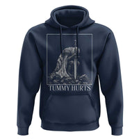 Dramatic Tummy Hurts Kneeling Knight Graphic Hoodie Funny Medieval Sarcastic Renaissance Fantasy Meme