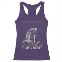 Dramatic Tummy Hurts Kneeling Knight Graphic Racerback Tank Top Funny Medieval Sarcastic Renaissance Fantasy Meme