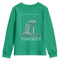 Dramatic Tummy Hurts Kneeling Knight Graphic Youth Sweatshirt Funny Medieval Sarcastic Renaissance Fantasy Meme