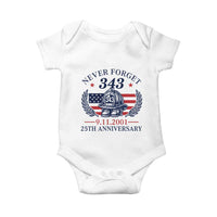 Firefighter Memorial Never Forget 343 Baby Onesie 25th Anniversary Patriotic Honor 9 11 Tribute