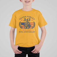 Firefighter Memorial Never Forget 343 T Shirt For Kid 25th Anniversary Patriotic Honor 9 11 Tribute