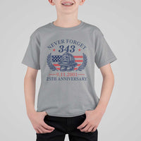 Firefighter Memorial Never Forget 343 T Shirt For Kid 25th Anniversary Patriotic Honor 9 11 Tribute