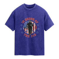 Firefighter Memorial In Honor Of The 343 Maltese Cross Graphic Washed Cotton T-Shirt Patriotic 9 11 Memorial Tribute