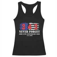 Firefighter Memorial 343 Never Forget American Flag Racerback Tank Top 25th Anniversary Patriotic Honor 9 11 Tribute