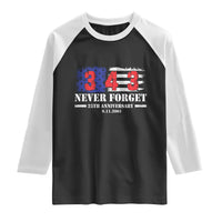 Firefighter Memorial 343 Never Forget American Flag Raglan Shirt 25th Anniversary Patriotic Honor 9 11 Tribute