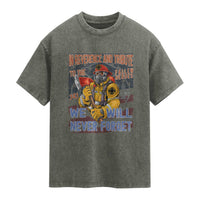 Firefighter Memorial In Reverence And Tribute Fallen Heroes 343 Washed Cotton T-Shirt We Will Never Forget Honor 9 11