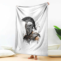 Ancient Spartan Warrior Watercolor Splatter Graphic Throw Blanket Greek Mythology Enthusiast History Gift
