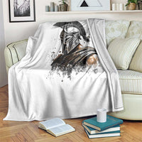 Ancient Spartan Warrior Watercolor Splatter Graphic Throw Blanket Greek Mythology Enthusiast History Gift