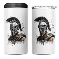 Ancient Spartan Warrior Watercolor Splatter Graphic 4 in 1 Can Cooler Tumbler Greek Mythology Enthusiast History Gift