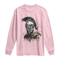 Ancient Spartan Warrior Watercolor Splatter Graphic Long Sleeve Shirt Greek Mythology Enthusiast History Gift