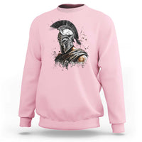 Ancient Spartan Warrior Watercolor Splatter Graphic Sweatshirt Greek Mythology Enthusiast History Gift
