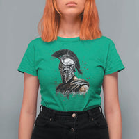 Ancient Spartan Warrior Watercolor Splatter Graphic T Shirt For Women Greek Mythology Enthusiast History Gift