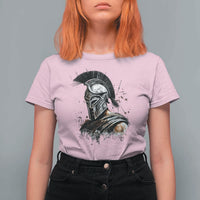 Ancient Spartan Warrior Watercolor Splatter Graphic T Shirt For Women Greek Mythology Enthusiast History Gift