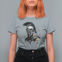Ancient Spartan Warrior Watercolor Splatter Graphic T Shirt For Women Greek Mythology Enthusiast History Gift