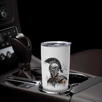 Ancient Spartan Warrior Watercolor Splatter Graphic Tumbler Cup Greek Mythology Enthusiast History Gift