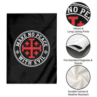 Make No Peace With Evil Jerusalem Cross Garden Flag Christian Warrior Crusader Emblem Graphic
