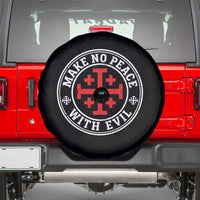 Make No Peace With Evil Jerusalem Cross Spare Tire Cover Christian Warrior Crusader Emblem Graphic